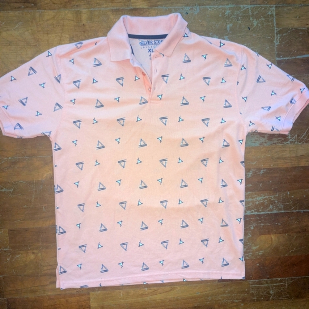 🍒Men's Pink Patterned Polo Shirt